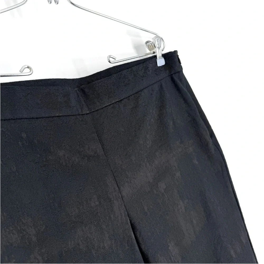 Eileen Fisher Pants Womens Size 10 Black Textured Cotton Blend Side Zip 29in